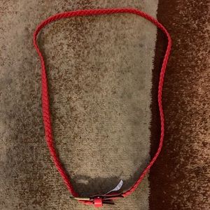 Preowned Vintage Women Faux Orange Leather Thin Braided Belt 34” Long